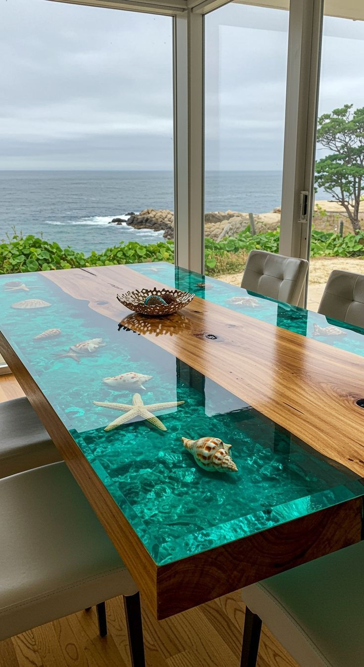 Ocean Theme Resin Table